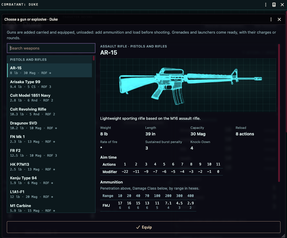 Phoenix Command Foundry gun selector screen
